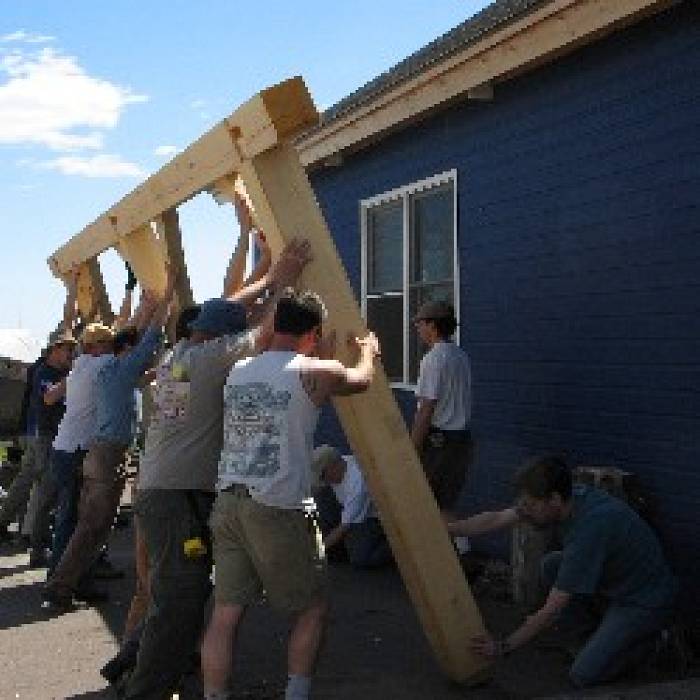 Teaser image for Hand Raising a Timber Frame: Service Learning Project