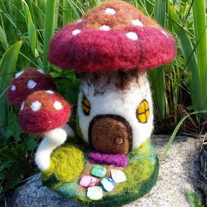 Teaser image for Intermediate Needle Felting: Mushroom House Online Course