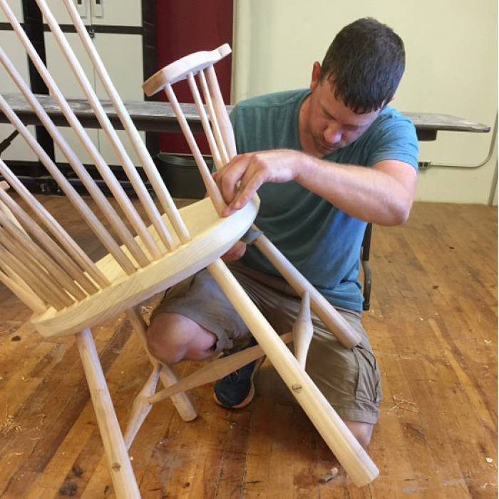 Window arm chair being built